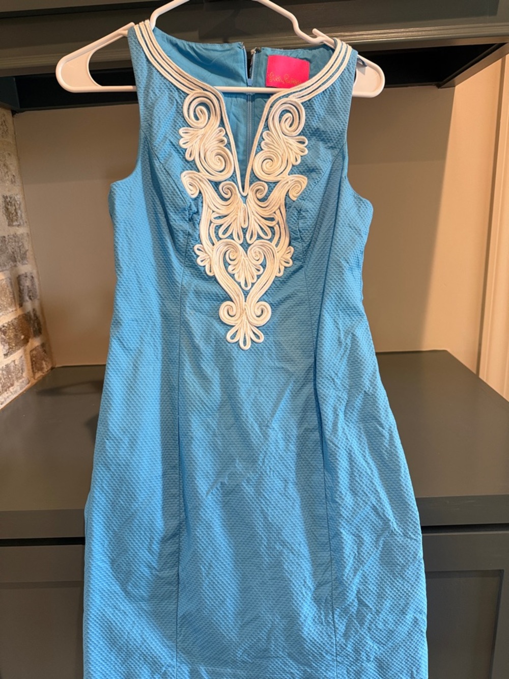 Lilly Pulitzer Sky Blue Midi Dress with White Applique